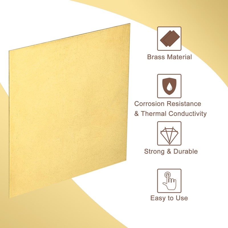 QUARKZMAN Brass Sheet, 4" x 4" Metal Sheets 0.08" Thick