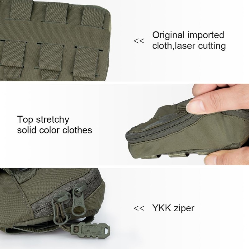 TOPTACPRO Tactical MOLLE Admin Panel Pouch Small Chest Pocket for