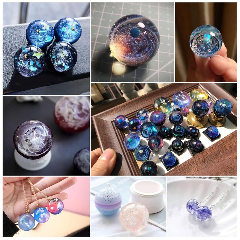 BIGEBO 7 Pcs Clear Silicone Sphere Molds for Resin Casting,