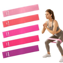Janety Ligas para Ejercicio - Juego de 5 Bandas de Resistencia Elásticas con 5 Niveles - Entrenamiento de Fuerza, Yoga, Pilates, Rehabilitación - Incl