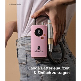 MelodySusie Portable Nail Cutter 30,000 RPM, SC320F Professional Wireless Electric Nail File for Acrylic Nails Gel Polishing Removal, File Nail Set for Manicure Salon Home (Pink/Gold)