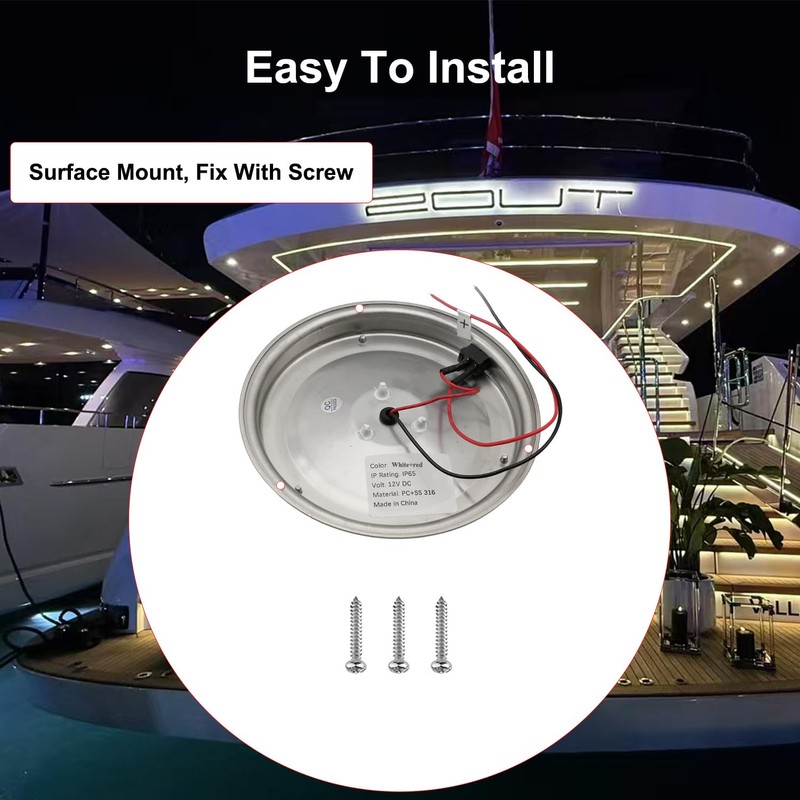 Vcanuplms Marine Boat Dome Lights, 5.5 Inch Dual Color LED