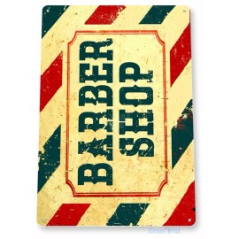 BARBER SHOP TIN SIGN 11X8 BOWL CUT CHAIR HOT SHAVE WE ARE OPEN SATURDAYS TEAM