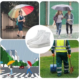 2 Pairs Waterproof Rain Covers for Shoes, PVC Reusable Rain Shoes Cover, Non-Slip Rain Boot Covers for Cycling Outdoor Camping (White, XL)