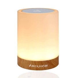 LED Nachttischlampe, Amouhom Dimmbar Atmosphäre Tischlampe für Schlafzimmer Wohnzimmer, 16 Farben Tragbare Nachtlicht mit 2800-3100K Warmes Weißes Licht und Farbwechsel Geschenke für Kinder/Erwachsene