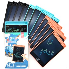 Riff Ruffle Goodie Gifts LCD Writing Tablet - 12-Pack, 6.5" Doodle Board, One-Click Erasure, Easy to Use Kids Drawing Pad Toys
