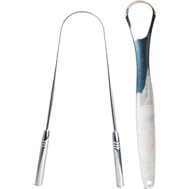 Whites Beaconsfield Rascador de lengua de acero inoxidable, juego de dos piezas para el cuidado bucal, eliminación de bacterias, duradero y fácil de usar, herramienta dental higiénica, reutilizable y