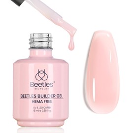 Beetles Builder Gel HEMA Free-Pristine Grace 0.5 oz 8 in 1 Nail Thickening Strengthening Building Apex for Beginner DIY Salon at Home, Jelly Pink Builder Nail Gel, UV & LED Lamp Cured