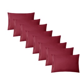 Clara Clark Pillow Cases Queen - Ultra Soft Pillow Cover, Lightweight Microfiber Pillow Cases Set of 8 - Envelope Closure Pillowcases, Burgundy Red.