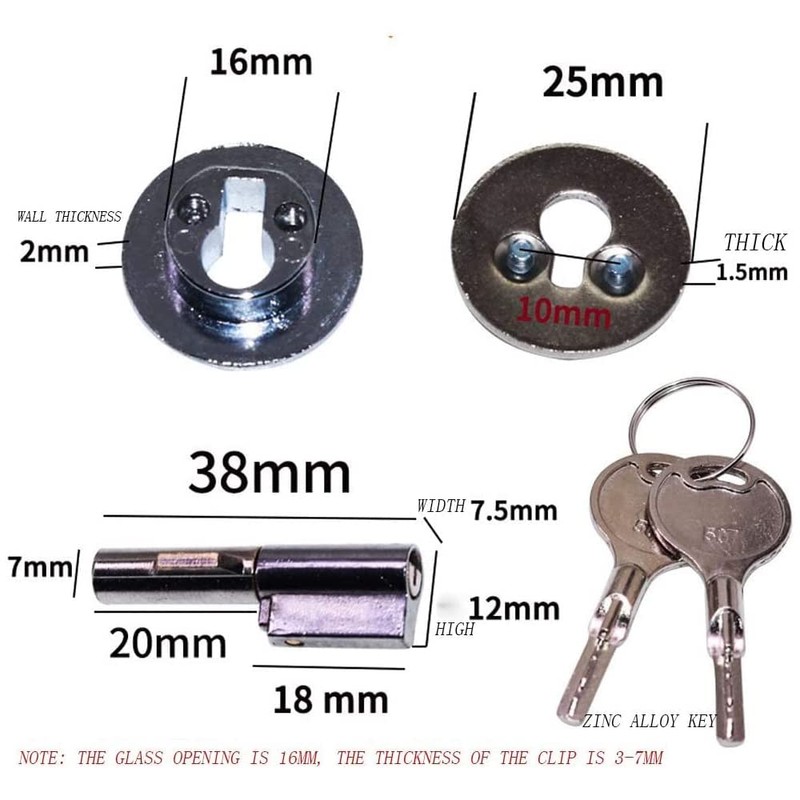 WANLIAN Glass Lock Sliding Door Lock with Key