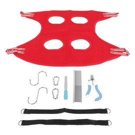 Dog Grooming Hammock Set Breathable Safe Restraint Bag Pet Grooming Sling with Nail Clipper Comb for Puppy Cat Red 10 Piece Set S