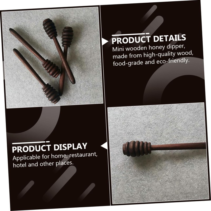 Hemobllo Black Walnut Wood Honey Dipper Stick Kitchen Honey Stirring