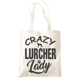Crazy Lurcher Lady - Tote Shopping Bag - dog breed gift pet dog walker - natural