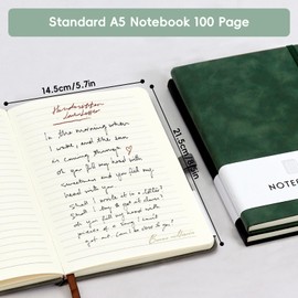 Tanou Notebook A5 Lined 2 Pieces - 200 Pages 80gsm Paper, Hardcover Notebook with Pen Loop for School and Office, 14.5 x 21.5 cm
