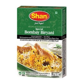 Shan Bombay Biryani Recipe and Seasoning Mix - No Preservatives - Tasty rice dish/meat layered Pilaf - 60g Spice Powder