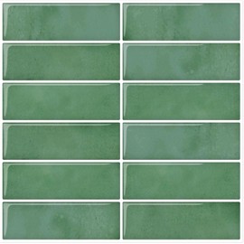 DEWOO Green Peel and Stick Backsplash Subway Wall Tile for Kitchen bathroom, Thin 10-Sheet (12"×12")