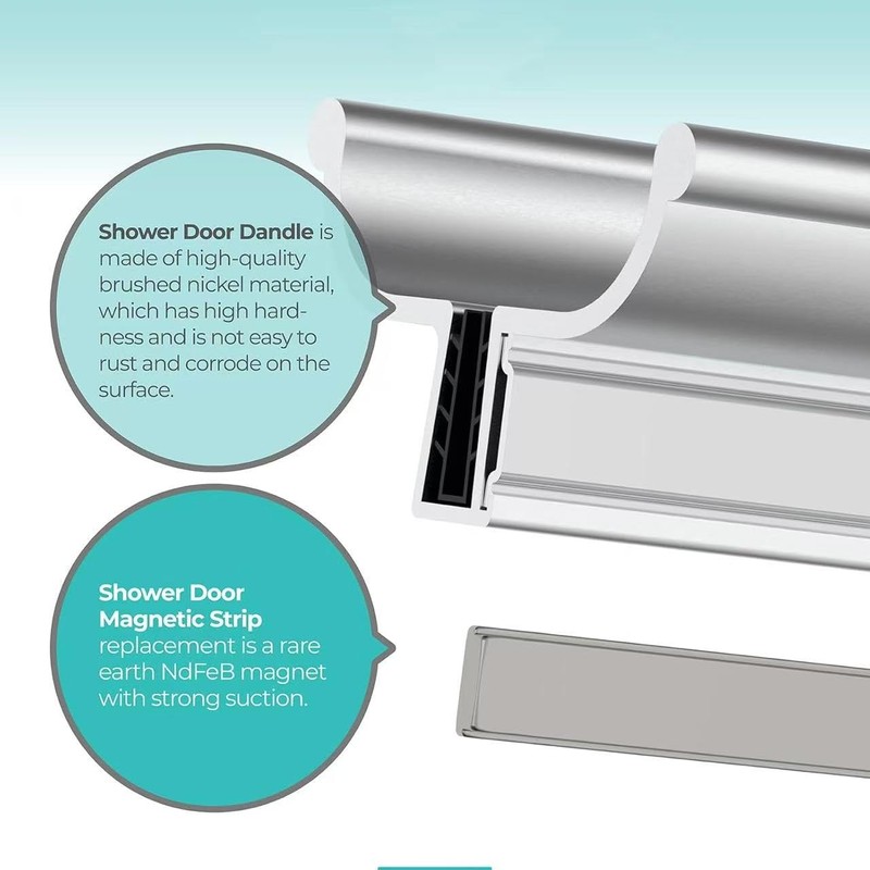 CERF ROUGE Frameless Shower Door Handle with Magnetic Strike -
