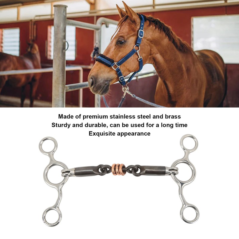 Horse Gag Ring Snaffle Stainless Steel Brass 145mm Mouthpiece Horse