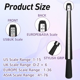 2 Pack Ring Sizer Ring Size Measurement Tool Ring Gauge Ring Size Stick with 4 Size Scales for Women Men Measuring Rings Diameters