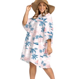 KFUBUO Surf Poncho Changing Towel Swim Robe with Pocket Plus Size Terry Cloth Swim Cover Up for Women Towel Poncho Hoodie