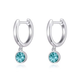 Philip Jones December Birthstone Hoop Earrings Created with Blue Topaz Zircondia® Crystals