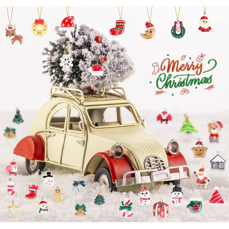 36Pcs Mini Christmas Ornaments Resin DIY Christmas Tree Hanging Decorations