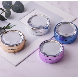 Trendy High Quality Spacious 065 Diamond Contact Lens Care Box from Shandong 7*3/065 Silver 4ea