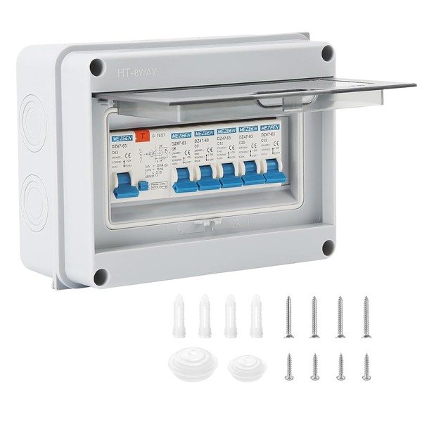 5 Way Consumer Unit Circuit Breaker, IP65 Weatherproof Garage Consumer