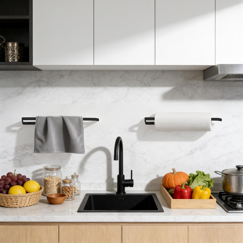 2 PCS Under Cabinet Paper Towel Holder for Kitchen,TONLEA Drilling