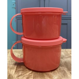 Tupperware CrystalWave Plus Soup Mugs-U-Pick Color Choices-NEW-SH - CrystalWave Soup Mugs Set of 2 Guava