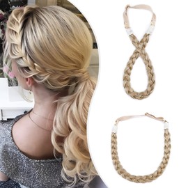 Elailite Hair Band Braided Hair Scrunchie with Hair Women's Hair Pieces Bun Braids Extensions Headband Wide 1.5 cm/S Braid Headband Adjustable Headband Hair Accessories 27 g # Light Blonde / Lightest