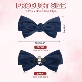PATIKIL Women Shoe Clips Satin Elegant Removable Bow Shoe Clips Cute Embellishment Shoe Buckle for Decoration Party