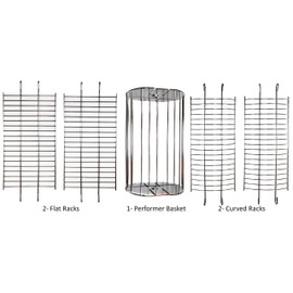 OneGrill Performer Series Universal Fit Grill Rotisserie Spit Rod Basket; Stainless Steel Tumble & Flat Basket in One.(Fits 1/2 Inch Hexagon & 3/8 Inch Square Spits)