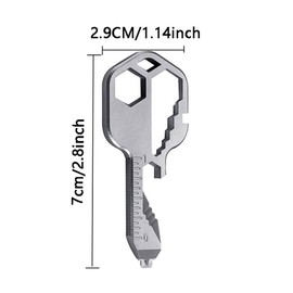 BDHI 1pc 24 in 1 Multi-Tool Key Stainless Steel Portable Tool Keychain Mini Multi-Tool Key for Men Husband Dads Employee(D35-1), Multi,silver