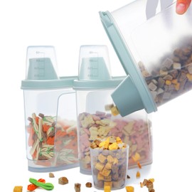 Citylife 3 PCS Pet Food Container Airtight 1.8 LB Plastic Cat Food Container for Dry Food Small Dog Food Containers with Pour Spout Birds Food Dispenser