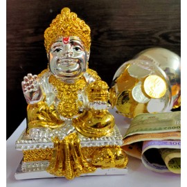 Urja Utsav® Gold & Silver Plated Lord Kubera (Kuber) Idol Figurine, 1 Piece (Golden & Silver)