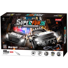 Joysway: SuperFun 206-1/43 USB Power Slot Car Racing Set, Layout Size: 82"x43", LED Headlights, Lap Counter, Ages 8+
