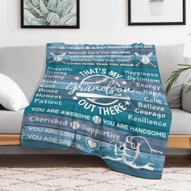 ITFRO - Manta de forro polar de franela suave para nieto, regalo inspiradora, cita de béisbol, cumpleaños, 50 x 60 pulgadas, decoración del hogar para sofá, cama, paquete de 2 (1 manta acogedora y 1