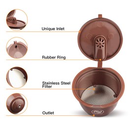 i Cafilas Refillable Coffee Capsule Reusable Pod Stainless Steel Coffee Filter for Dolce Gusto with Spoon (Capsule)