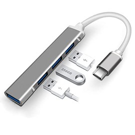 MMOBIEL Ultra Slim 4-Port USB Type-C to USB 3.0 Data Hub Compatible with MacBook Mac Pro/Mini iMac Surface Pro XPS Notebook PC USB Flash Drives Mobile HDD