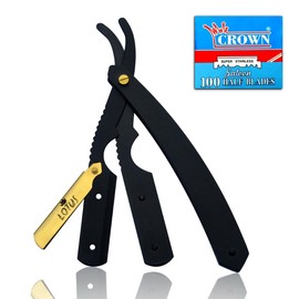 Crown 100 Crown Saloon Single Edge Razor Blades & 1 pcs Gold Black metal  barber razor