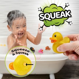Kiddie Play Rubber Ducks 10 Pcs Mini Bath Rubber Duckies, Colorful Glittery Squeaky Baby Shower Party Favors, Floating Preschool Bathtub Toys, Fun for Infants Kids Toddlers & Party Decor