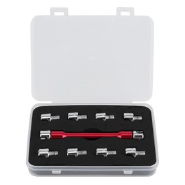 Qiilu - Juego de llaves CNC para radios para motocicleta, viene con caja de 5.0 a 6.8 pulgadas de longitud, 93 mm para la mayoría de motocicletas (rojo)