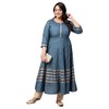 Yash Gallery Rayón Buta Print Anarkali Kurta para mujer, Azul.,