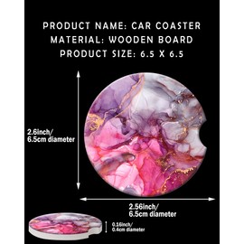 CLEVI 2 Pack Universal Ceramic Car Pink Gold Marble,Cool Ceramic Stone with A Finger Notch for Easy Removal of Car Cup Holder Coaster
