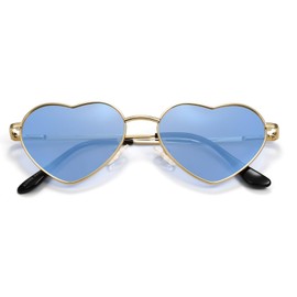 Eiuizah Polarized Heart Sunglasses for Women Men - Cute Trendy Sun Glasses Metal Frame UV400 Protection Lens