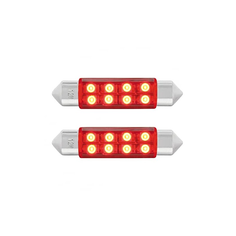 CTW 2 Pack Festoon Red 8 SMD High Power LED