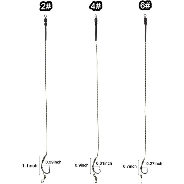 OROOTL Boilies Carp Hook Rigs, 45 Pieces Curved Carp Hook