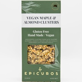 Vegan Maple & Almond Clusters 12oz – Gluten-Free, No Added Sugar, High-Protein Granola Mix – Healthy Cereal for Adults, Perfect with Yogurt