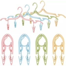 Travel Ready 4 Pack Plastic Folding Travel Hangers Durable Slim Stylish Adjustable Clips